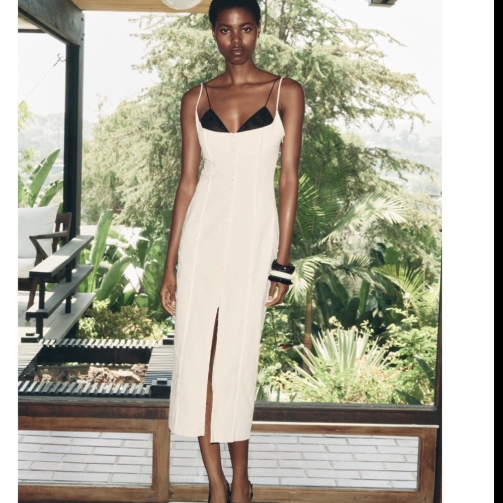 NWT Zara 3401/587/712 Lace Bralette Detail Midi Dress S
